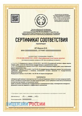 Сертификат квалификации участников закупки для ИП. Нижнегорский Сертификат СТО 03.080.02033720.1-2020